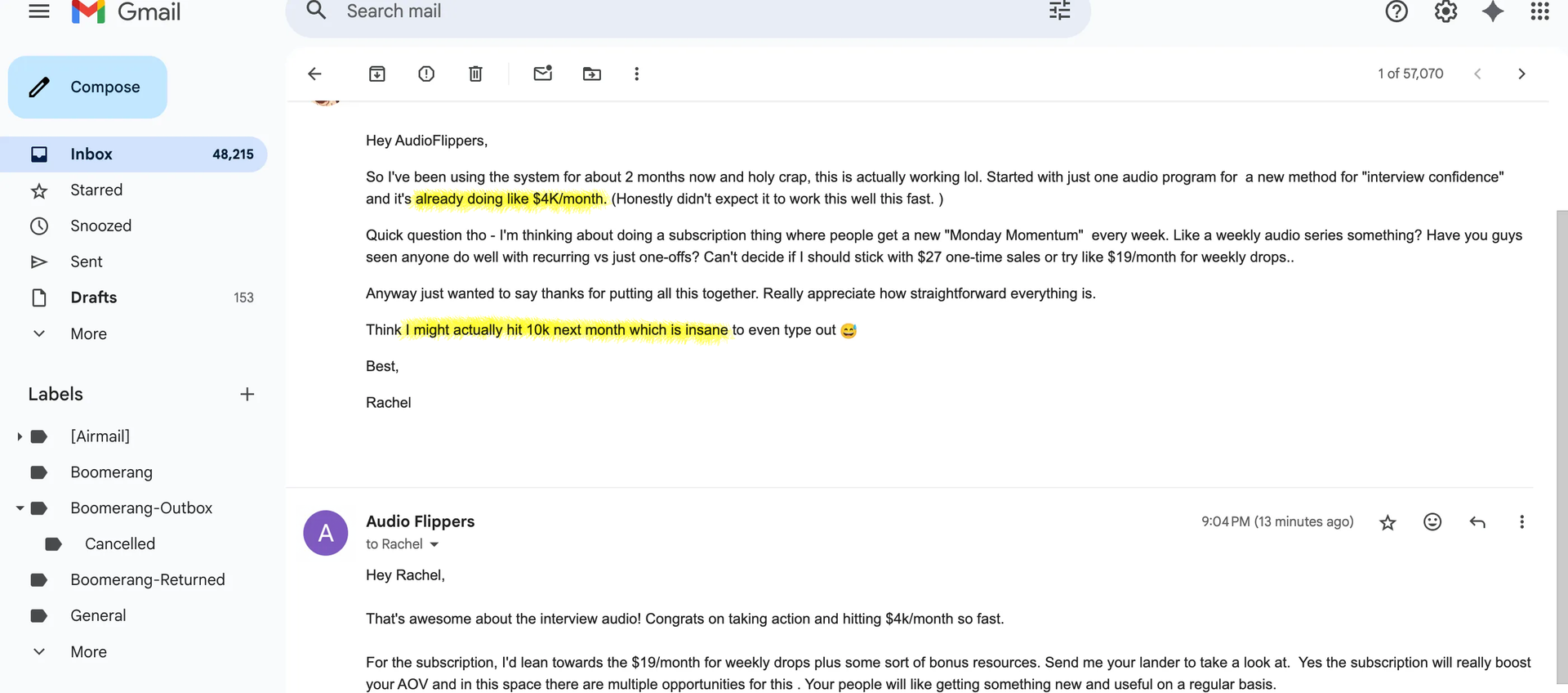Letter from Rachel - Student Success Story